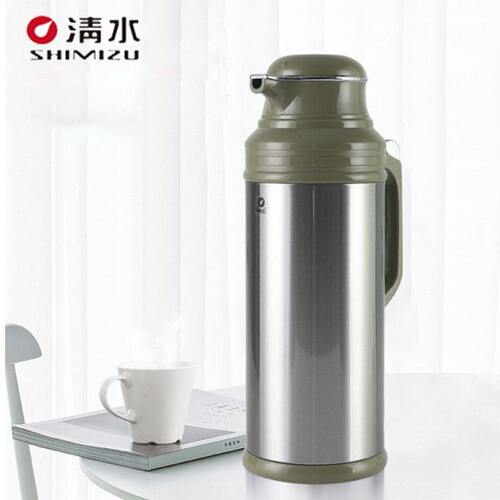 清水家用热水瓶大容量不锈钢外壳水瓶玻璃内胆水壶3192A