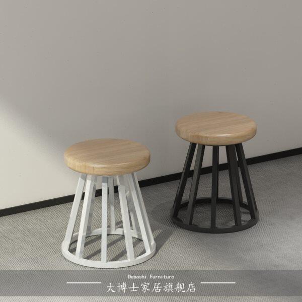 铁艺实木圆凳子家用时尚创意小凳子圆凳餐凳餐厅矮凳餐椅休闲凳子