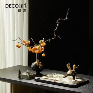 新中式会所高档茶空间茶室氛围布置高端茶桌上的摆件高级感装饰品