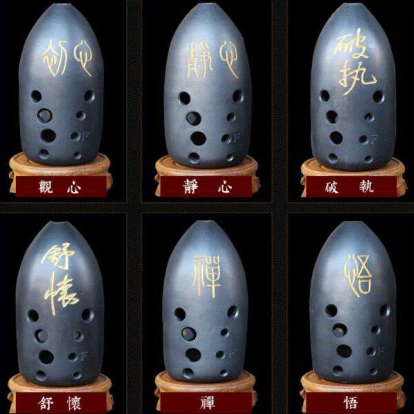 风谣乐器专业演奏考级10孔十孔双腔黑陶埙古埙F调G调笔筒陶陨乐器