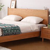 梦源樱桃木实木床卧室日式 风格 原木橡木1.5米1.8米北欧双人床