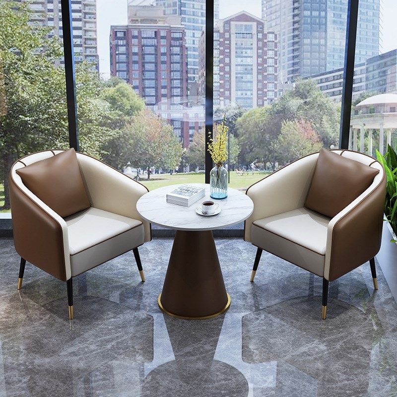 北欧网红a会客接待沙发茶几组合家用阳台休闲单人沙发商务洽谈桌