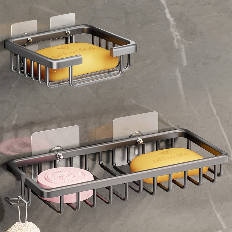 肥皂盒香皂沥水置物架卫r生间太空铝免打孔壁挂式厕所浴室家用皂