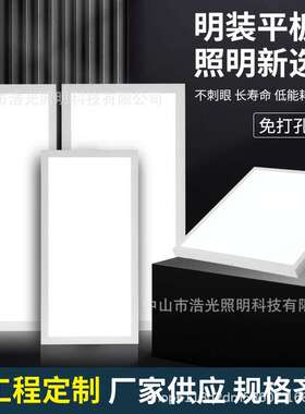 明装平板灯3001200办公室会议室照明工程灯直发光吸顶灯LED面板灯