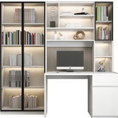 书桌书架一体书柜电脑桌卧室台式 办公桌子学生学习工作台