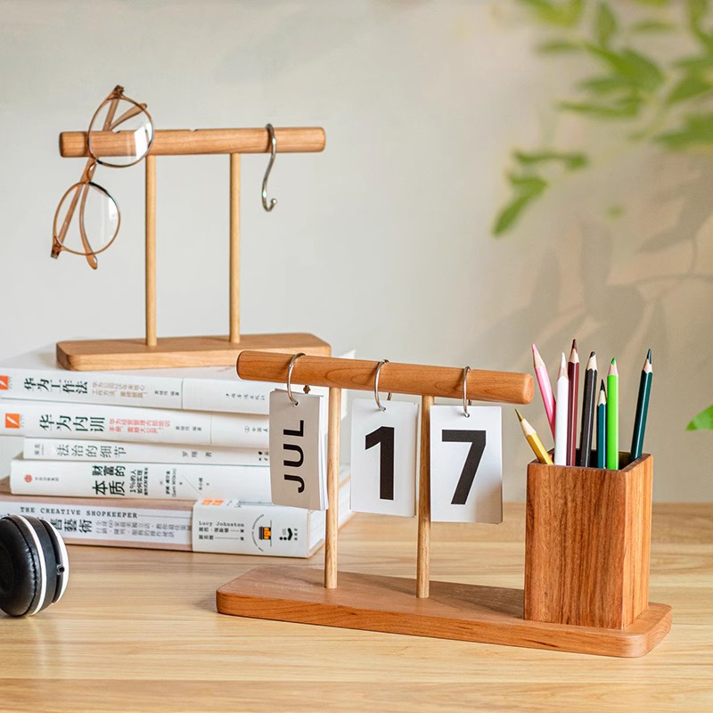 木质台历新款日历摆件桌面简约创意笔筒考研中考高考倒计时提醒牌