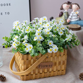 小新田园风篮手工藤编仿真白色假家居装 饰