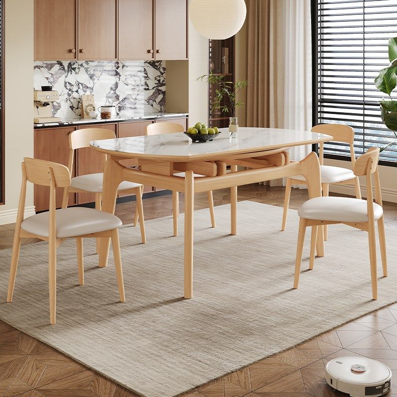 岩板餐桌椅现代家用方圆两用伸缩实木猫耳朵吃饭桌子,住宅家具,岩板餐桌,淘宝优惠券,粉丝福利购,淘宝优惠卷