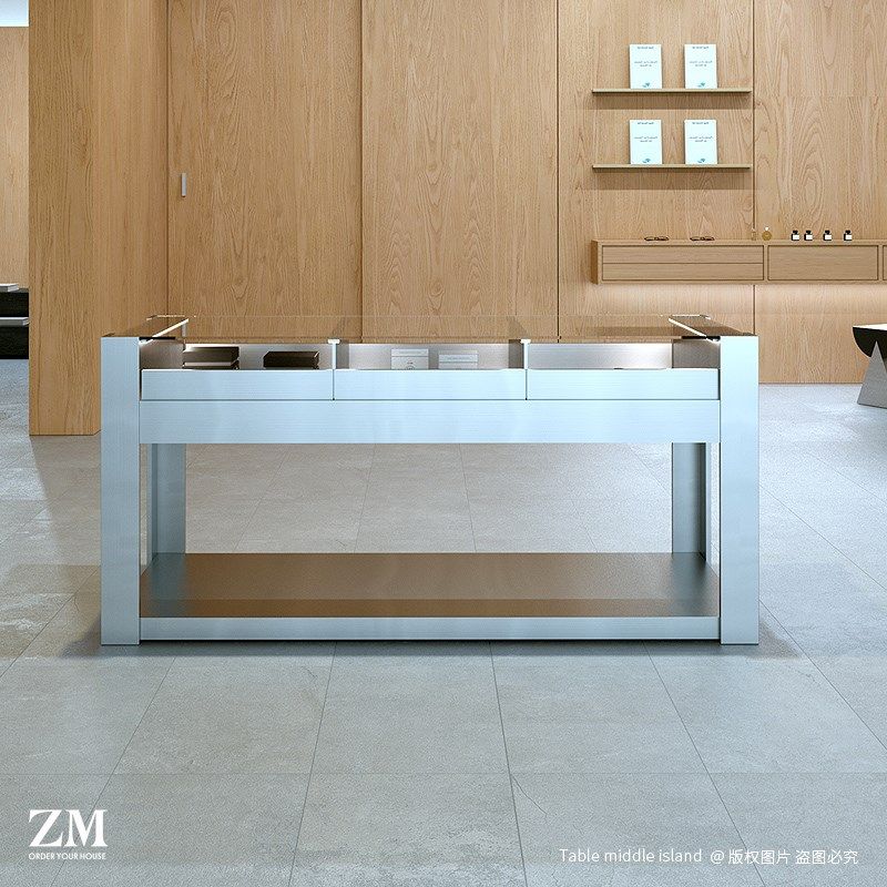 中岛台玻璃展示柜现代眼镜店流水台抽屉首饰陈列柜定制