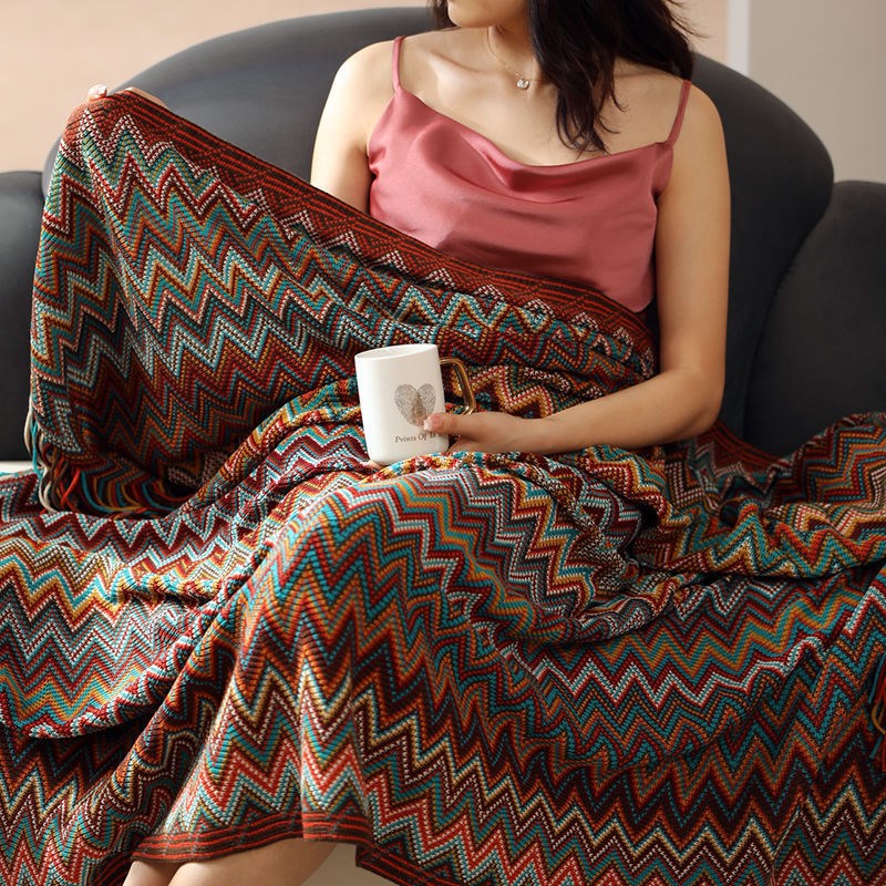 波西米亚毛毯办公室午休毯民宿搭毯床尾毯巾流苏加厚盖毯沙发毯子