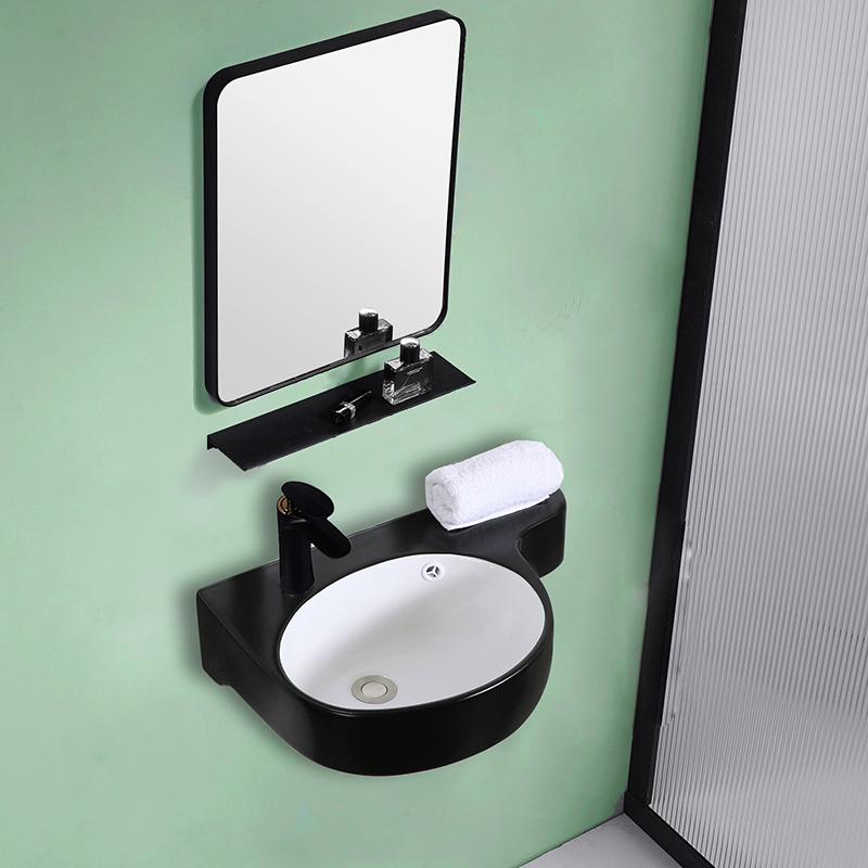 现代简约小户型挂墙式洗脸盆阳台卫生间陶瓷洗手盆转角挂盆洗漱台
