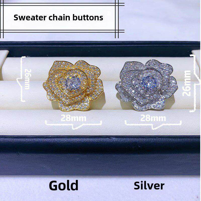 饰品配件玫瑰花珍珠项炼扣头毛衣炼扣手炼扣固定卡扣收尾扣子