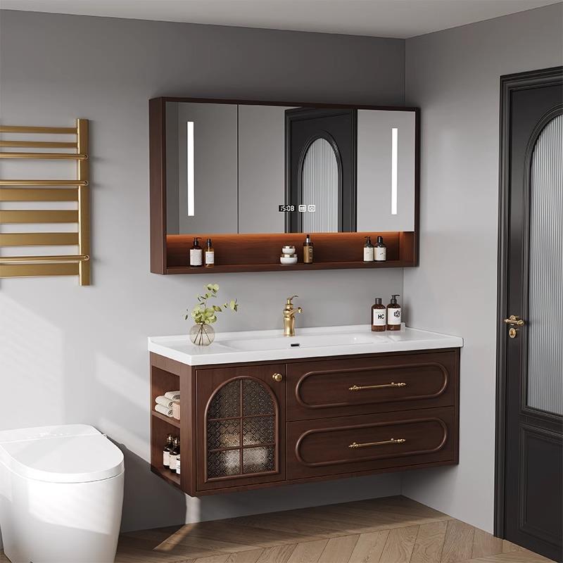 宋式美学浴室柜组合卫生间法式复古一体陶瓷盆洗手台洗脸盆卫浴柜