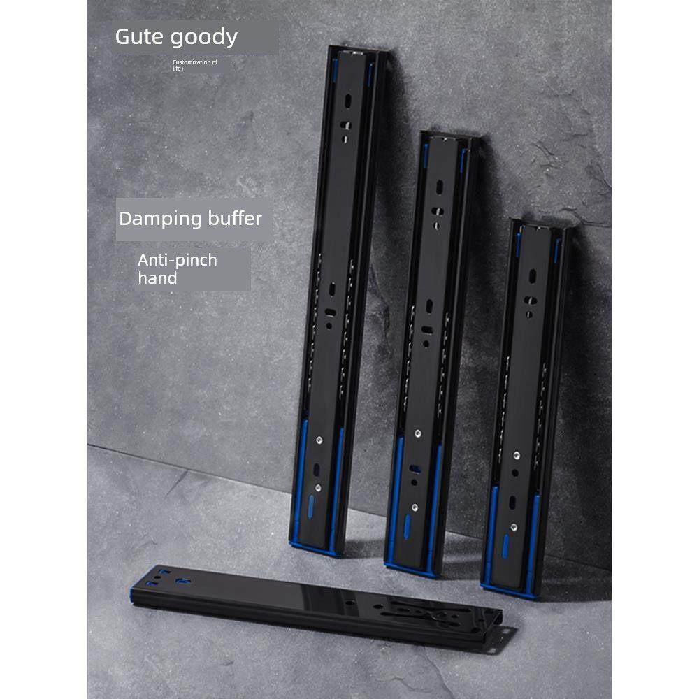 固特黑色加厚抽屉轨道阻尼缓冲静音导轨家用橱柜按弹反弹三节滑轨,基础建材,导轨,淘宝优惠券,粉丝福利购,淘宝优惠卷