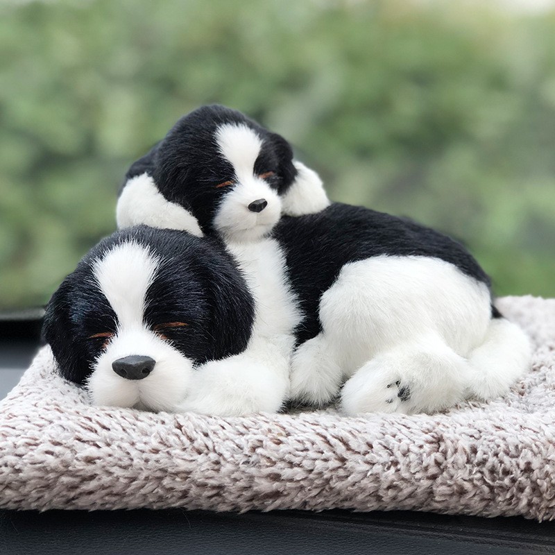 汽车活性炭可爱毛绒仿真一对母子熊猫狗狗摆台男女车载竹炭包摆件