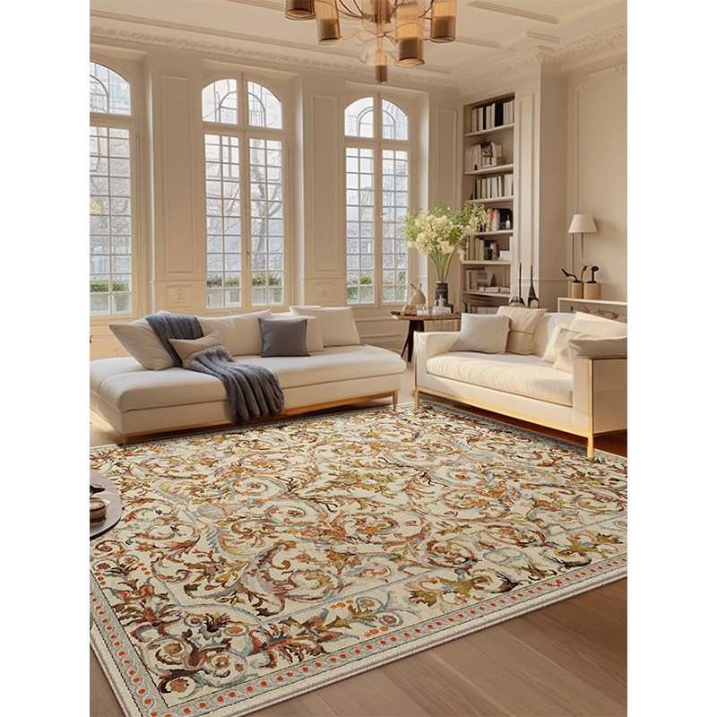 欧式大宅!中古风欧式大气客厅茶几卧室床边毯耐脏金色宫廷大地毯