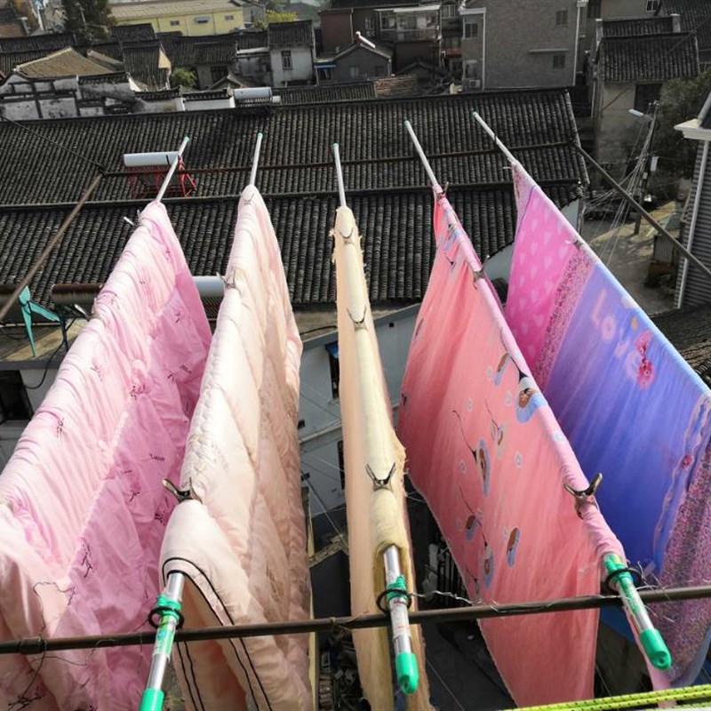 上海晾衣杆伸缩杆加厚晾衣杆阳台顶装挂衣晒室外凉衣杆一头伸缩杆