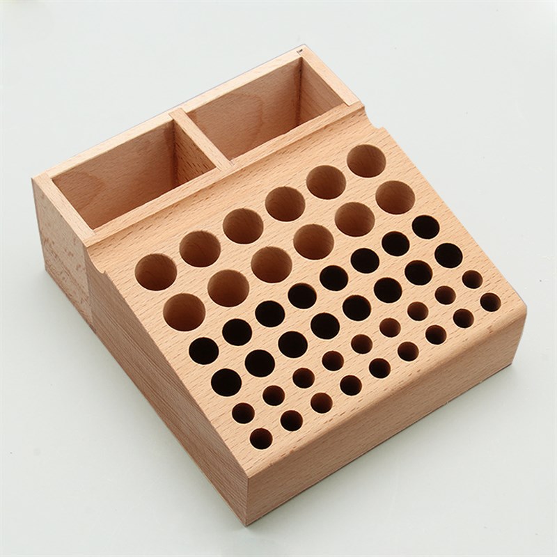 升级款带槽 榉木收纳盒 手工DIY皮革皮雕工具架印花冲整理盒46/98