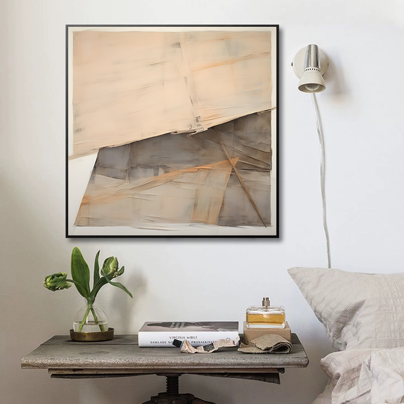 现代正方形客厅挂画抽象艺术酒店样板间装饰画高级感玄关画柜壁画图片