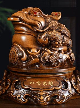 八方招财金蟾摆件大号三足蟾蜍店铺收银台装饰品客厅玄关开业礼品