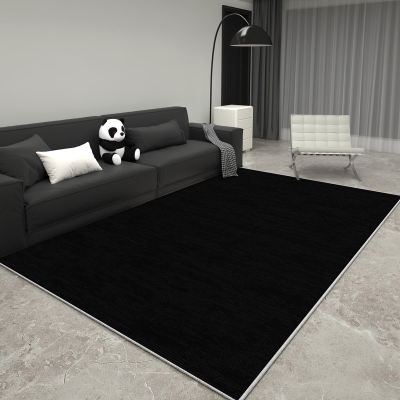 黑色地毯客厅家用轻奢高级感纯色沙发茶几毯大面积全铺免洗可擦垫
