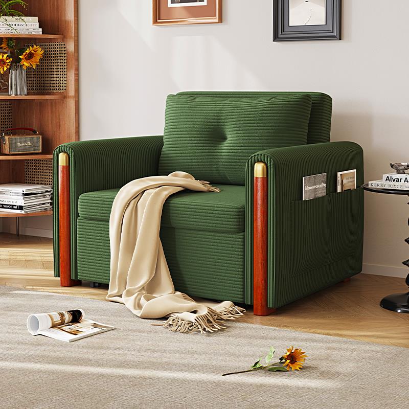 灯芯绒沙发床新款推拉两用小户型客厅阳台卧室折叠一体伸缩带扶手