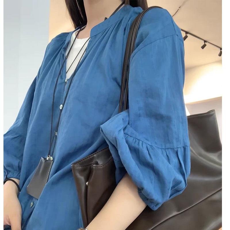 2025新款新款韩版宽松洋气减龄灯笼袖防晒衬衫女夏季薄款透气外套