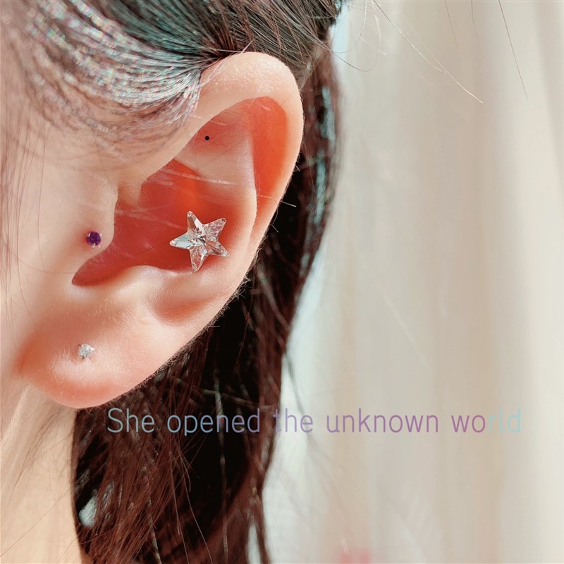 超小2mm耳骨钉锆石迷你小耳骨钉耳蜗钉螺纹款睡觉不用摘