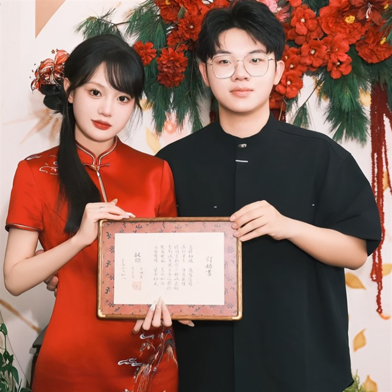 欢喜橙【逸轩】夏季订婚领证男新中式半袖衬衣宽松休闲痞帅衬衫