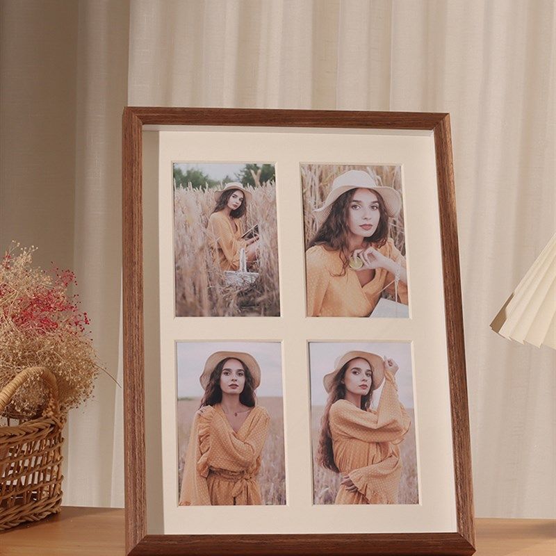 中空木质相框摆台组合6寸三四连框洗照片挂墙创意宫格情侣相册