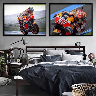 马奎斯挂画机车海报油画复古摩托车客厅壁画卧室酒吧墙面装饰画