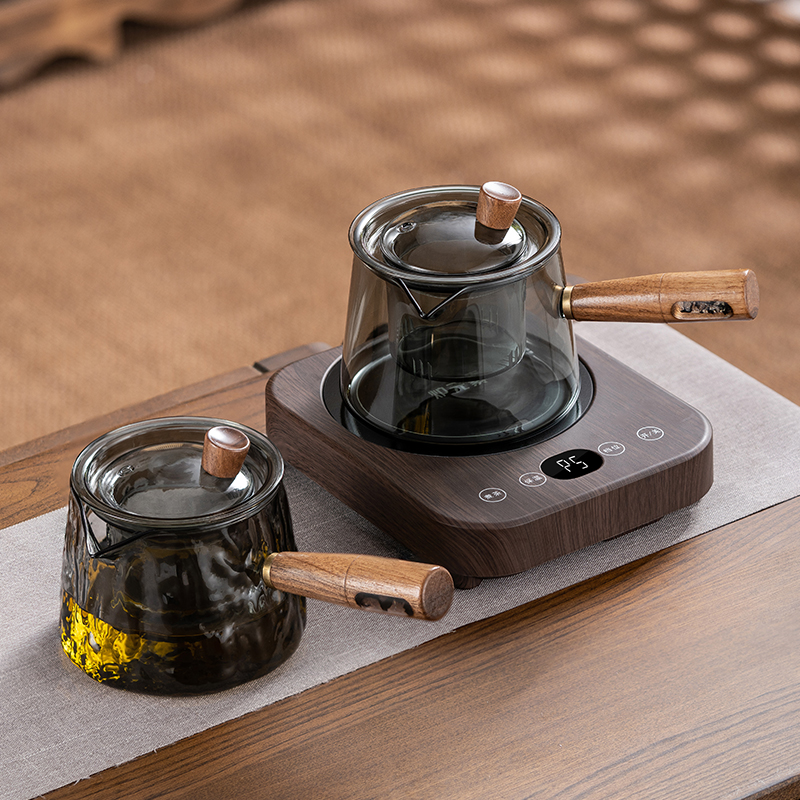 侧把锤纹玻璃煮茶壶烧茶养生壶家用电陶炉煮茶小青柑专用冲泡茶壶