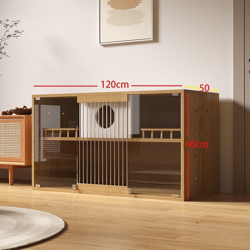 猫柜防水实木猫屋封闭式室内生态毛别墅人宠共用电视柜双层猫笼