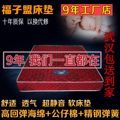 武汉弹簧高密度海绵席梦思床垫单双人宾馆酒店偏软1.5米床垫包邮