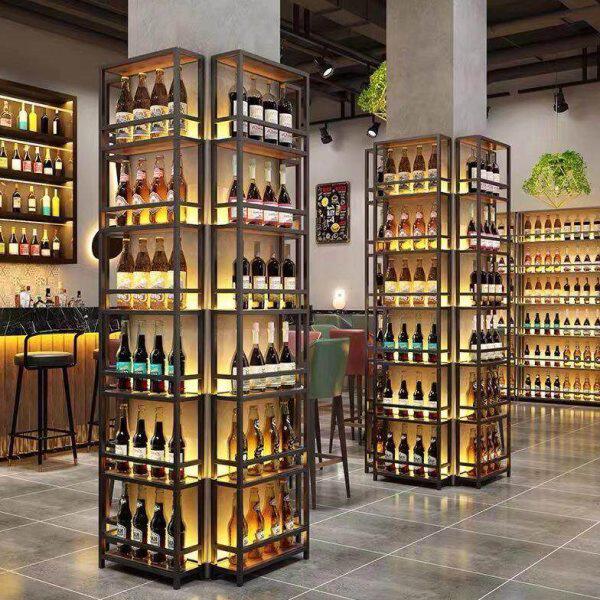 铁艺酒吧装饰包柱酒柜酒架落地壁挂红酒墙上置物架展示架柱子餐厅