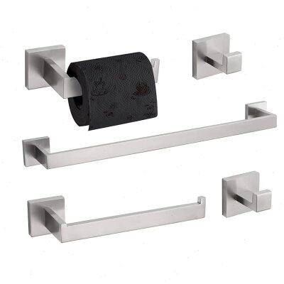 原400多！出老美不锈钢拉丝5件套浴室毛巾杆手巾架挂钩卫生纸架