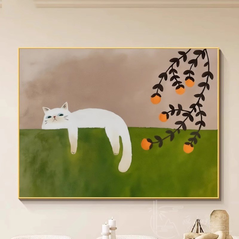 治愈系现代简约客厅装饰画可爱猫咪动物玄关壁画沙发卧室摆画挂画图片