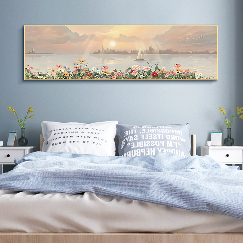 北欧抽象床头装饰画植物花卉轻奢卧室挂画小清新现在简约客厅壁画图片