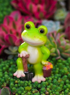 可爱小青蛙微景观多肉花盆栽装饰品办公桌面鱼缸摆件花园造景摆设