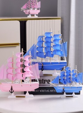 一帆风顺木质帆船摆件家居客厅电视柜装饰品工艺品模型送礼物摆设