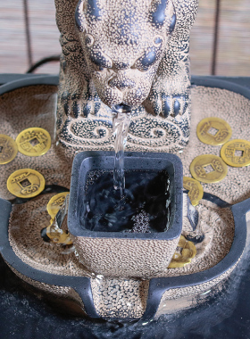 日进斗金流水生财摆件循环水景新中式办公室前台茶室桌面开业礼品