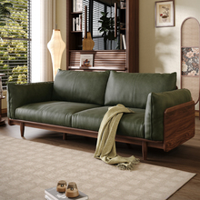 实木沙发客厅2025新款直排现代简约家用真皮大小户型北美黑胡桃木
