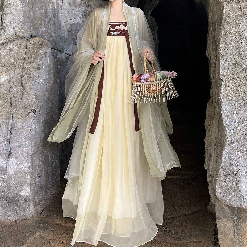 汉服古装摄影道具珍珠流苏花篮影楼古风写真装饰摆件插花蓝手提篮