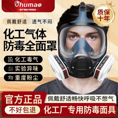 化工防毒面具全面罩化工气体实验异味喷漆打磨工专用尘毒双防放毒