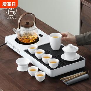 家用2024新款 茶盘茶具套装 陶瓷一整套高档客厅小型茶台烧水壶一体