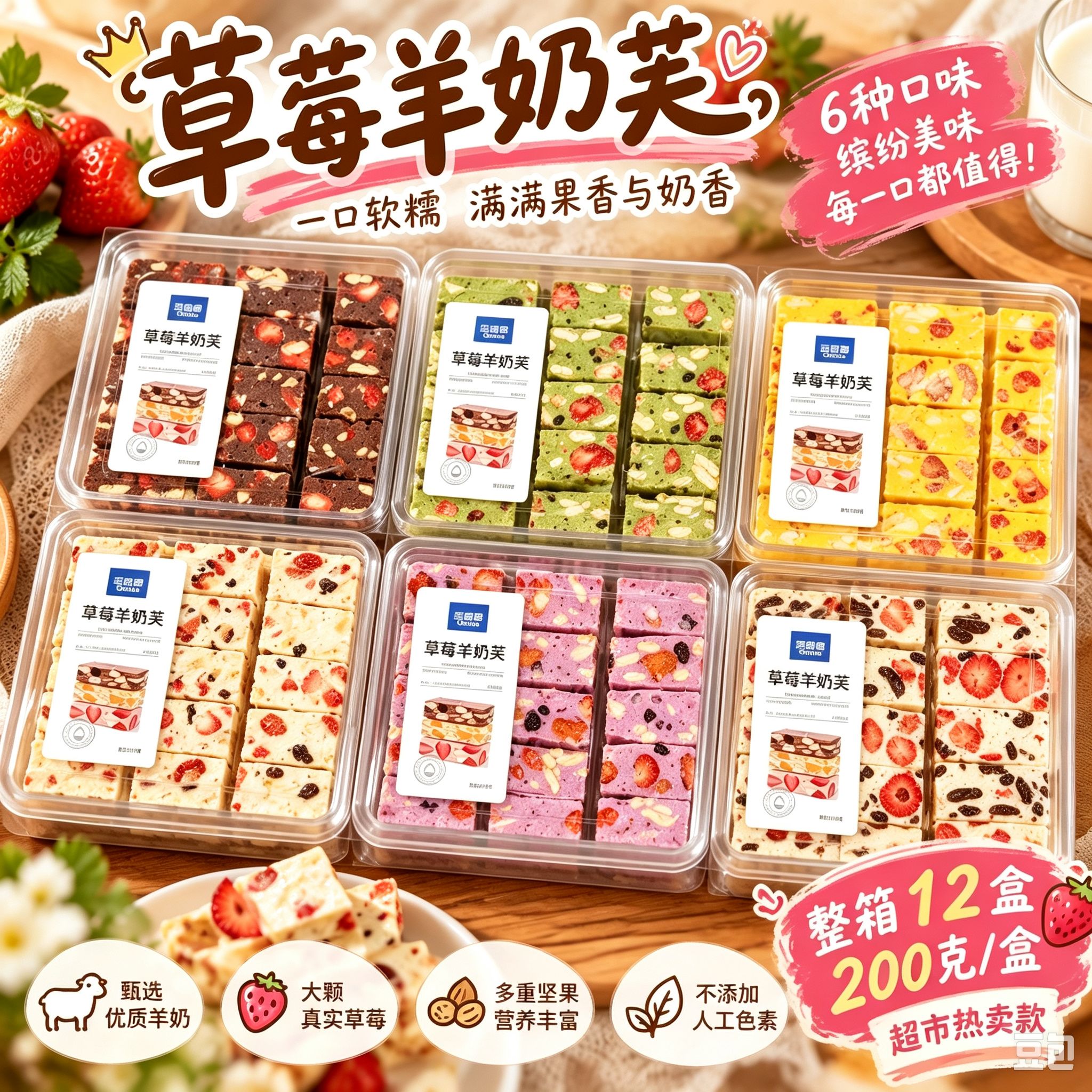 正宗草莓羊奶芙拉丝长条儿童冻干蓝莓芒果抹茶儿童零食官方旗舰店
