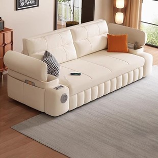 沙发床折叠两用可伸缩收纳储物多功能网红布艺梳化 奶油风2025新款