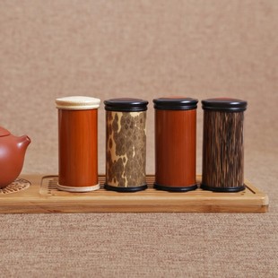 斑竹节竹茶叶罐 竹桶茶叶收纳 便m携式 醒茶叶桶旅行密封茶叶盒子