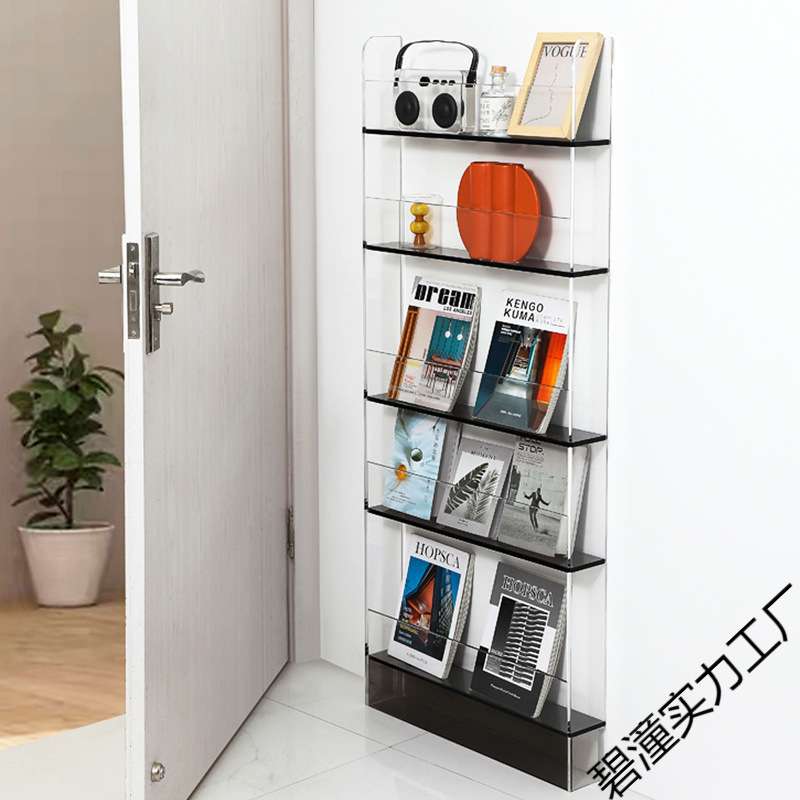 门后置物架亚克力多层书架靠墙窄边缝隙薄书架柜儿童绘本杂志收纳