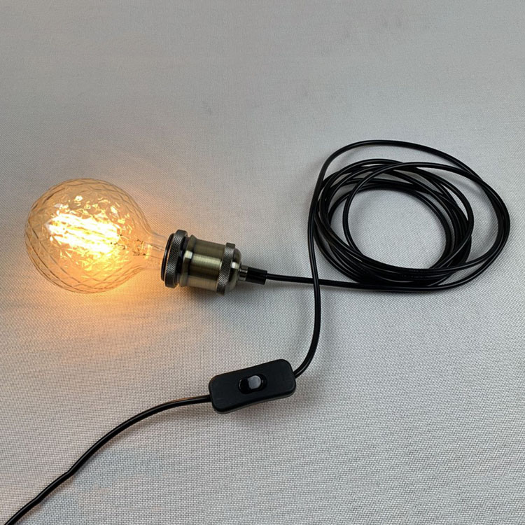 复古E27螺口灯头灯泡带插头开关吊灯悬挂灯座床头延长线家用灯口